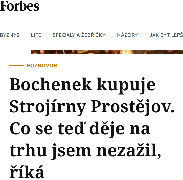 Nová akvizice byla jedním z témat rozhovoru pro Forbes 